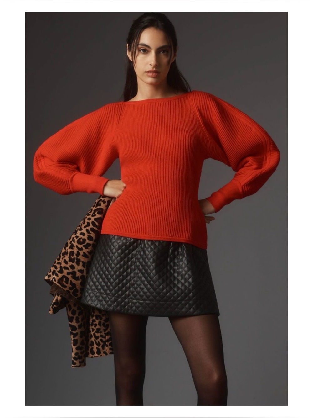 NWOT Anthropologie Line & Dot Camille Ribbed Sweater In Red Size Small